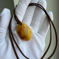 Butterscotch Baltic Amber Pendant, Polished Egg Shape