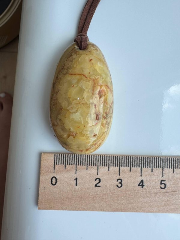 Natural Baltic Amber Pendant Necklace, Egg Yolk Amber Stone