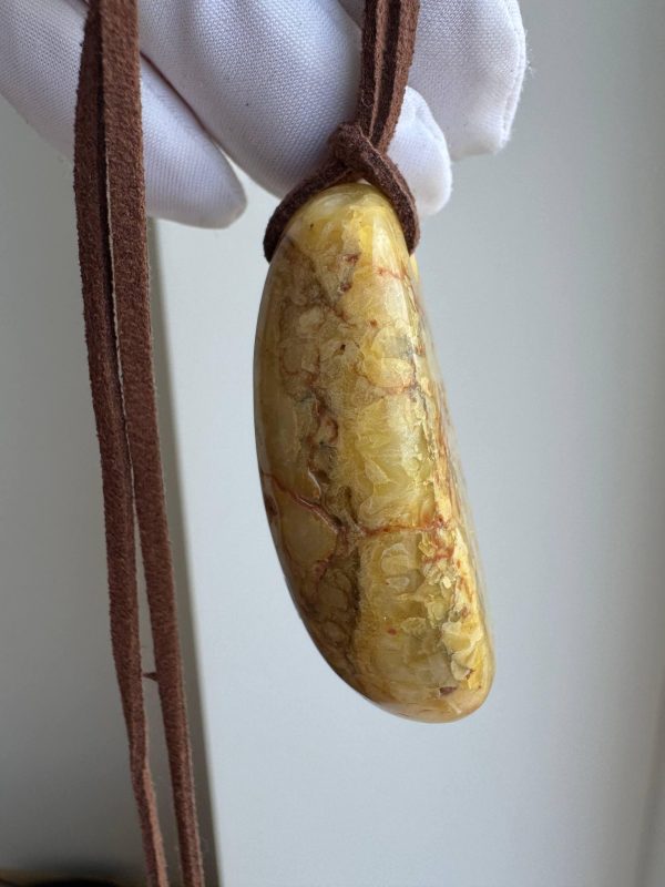 Natural Baltic Amber Pendant Necklace, Egg Yolk Amber Stone
