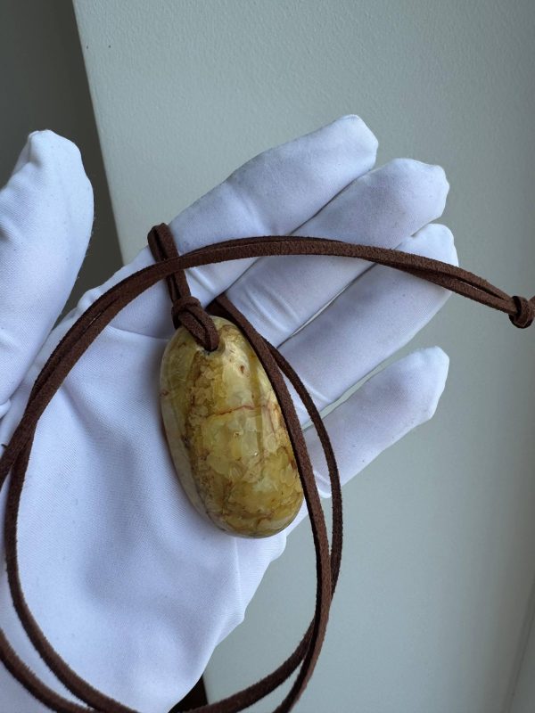 Natural Baltic Amber Pendant Necklace, Egg Yolk Amber Stone