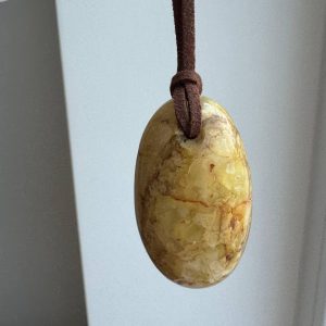 Natural Baltic Amber Pendant Necklace, Egg Yolk Amber Stone