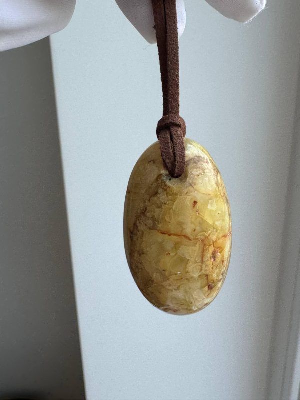 Natural Baltic Amber Pendant Necklace, Egg Yolk Amber Stone