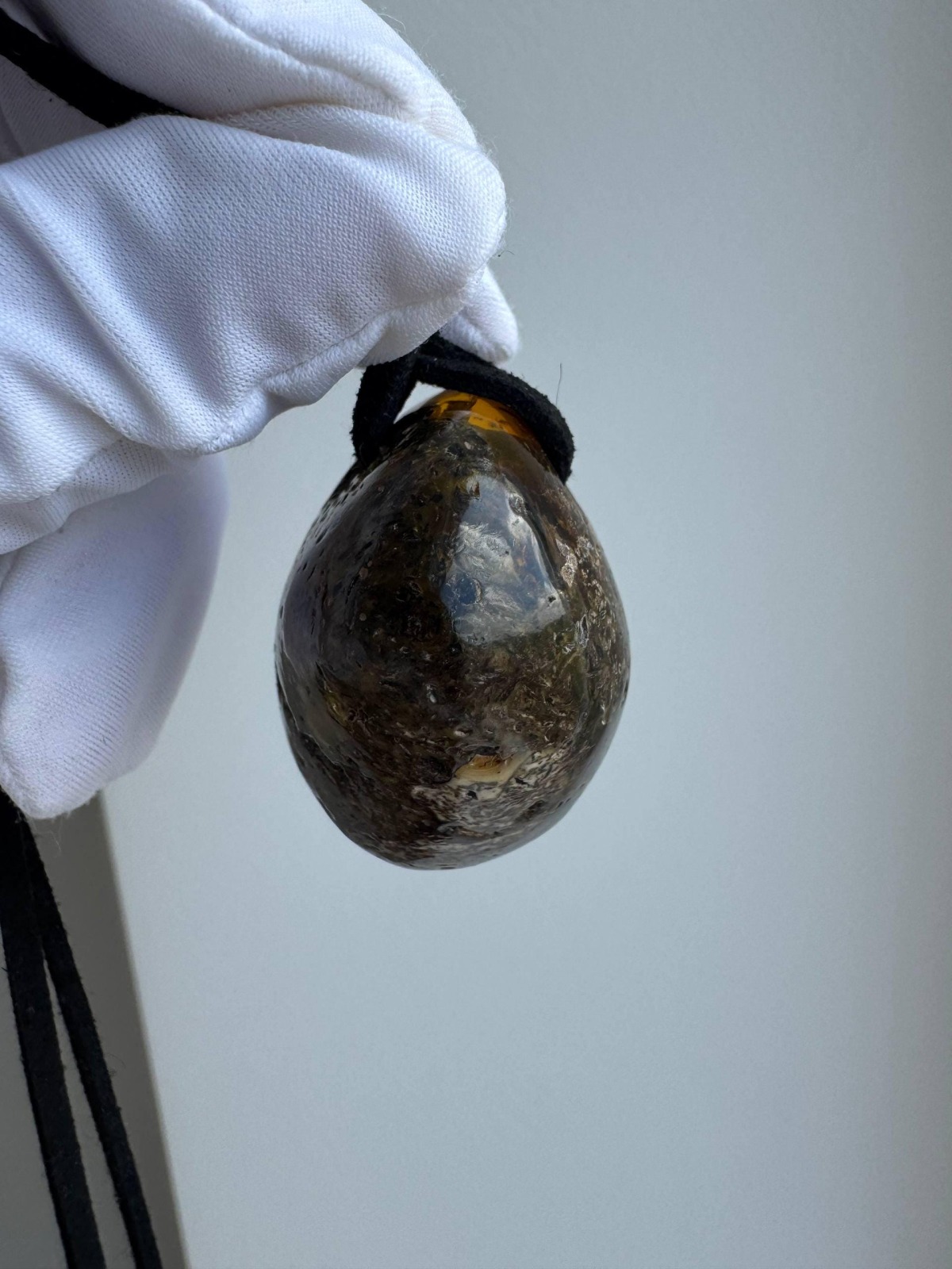 Cognac Honey Baltic Amber Pendant with Earth Inclusions, 15g