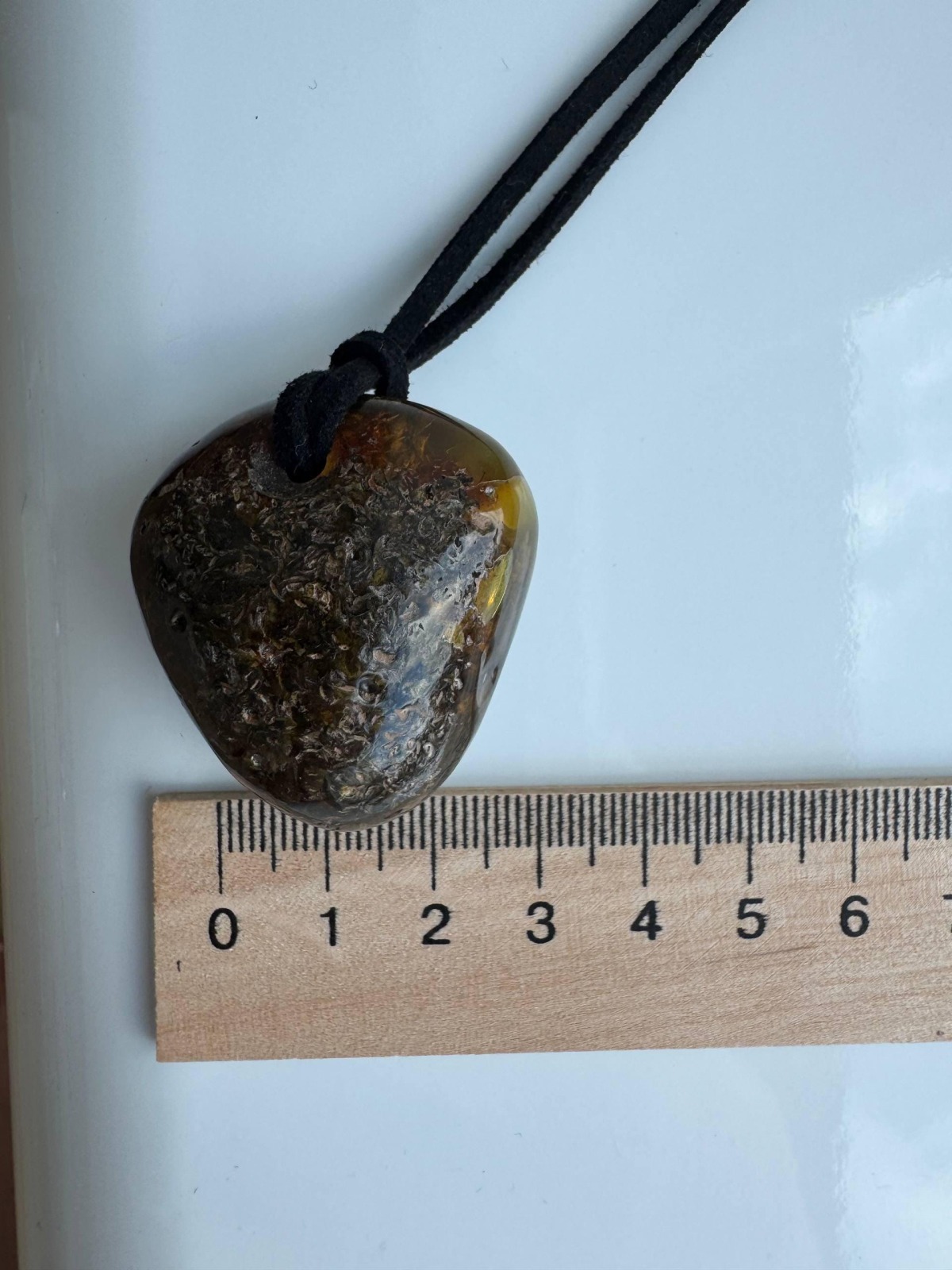 Cognac Honey Baltic Amber Pendant with Earth Inclusions, 15g