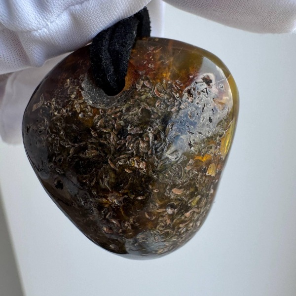 Cognac Honey Baltic Amber Pendant with Earth Inclusions, 15g