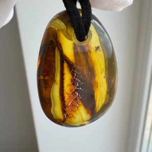 Baltic Amber Pendant with 5 Insect Inclusions Amber Necklace Natural A