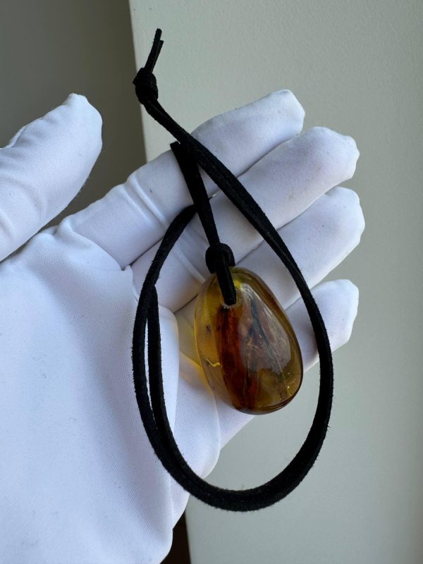 Baltic Amber Pendant with 5 Insect Inclusions Amber Necklace Natural A
