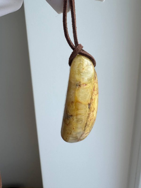 Natural Baltic Amber Pendant Necklace, Egg Yolk Amber Stone