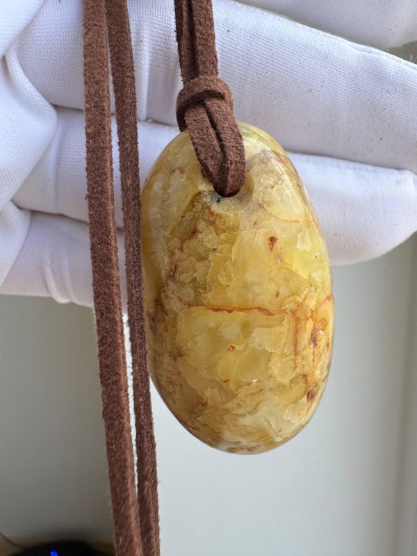 Natural Baltic Amber Pendant Necklace, Egg Yolk Amber Stone
