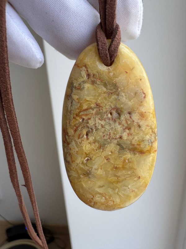 Natural Baltic Amber Pendant Necklace, Egg Yolk Amber Stone