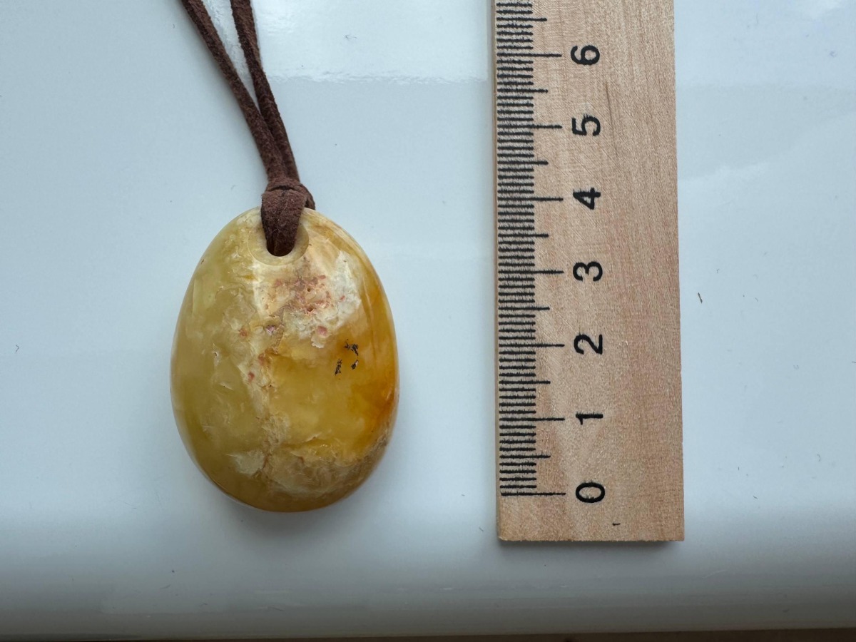 Butterscotch Baltic Amber Teardrop Pendant, 38mm, 12g
