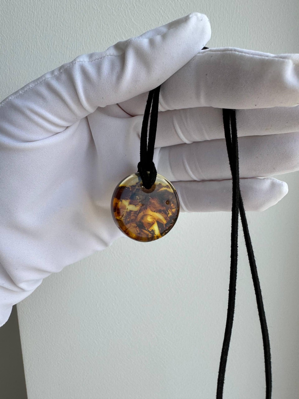 Baltic Amber Donut Pendant, Honey Cognac Circle, 5g