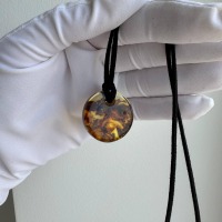 Baltic Amber Donut Pendant, Honey Cognac Circle, 5g