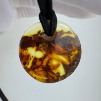 Baltic Amber Donut Pendant, Honey Cognac Circle, 5g