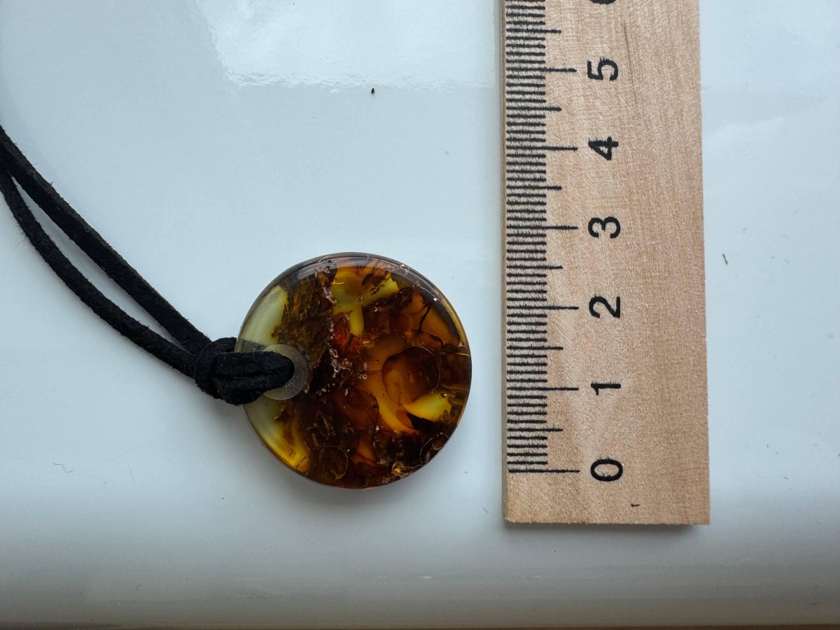 Baltic Amber Donut Pendant, Honey Cognac Circle, 5g