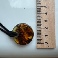 Baltic Amber Donut Pendant, Honey Cognac Circle, 5g