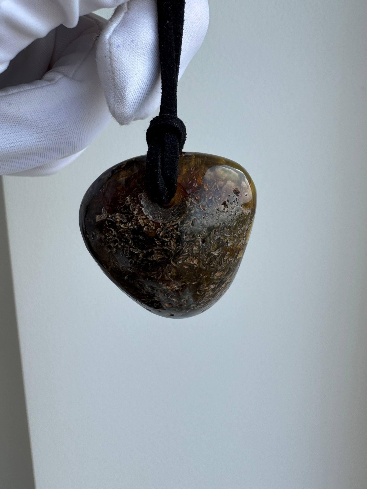 Cognac Honey Baltic Amber Pendant with Earth Inclusions, 15g