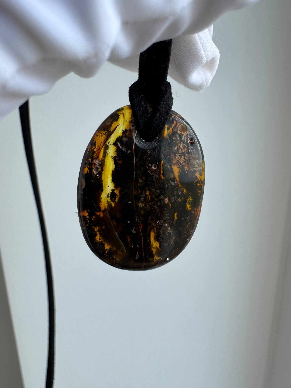 Cognac Baltic Amber Pendant, Small Oval, 5g