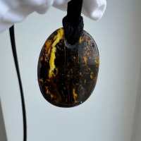 Cognac Baltic Amber Pendant, Small Oval, 5g