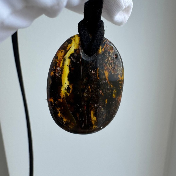 Cognac Baltic Amber Pendant, Small Oval, 5g