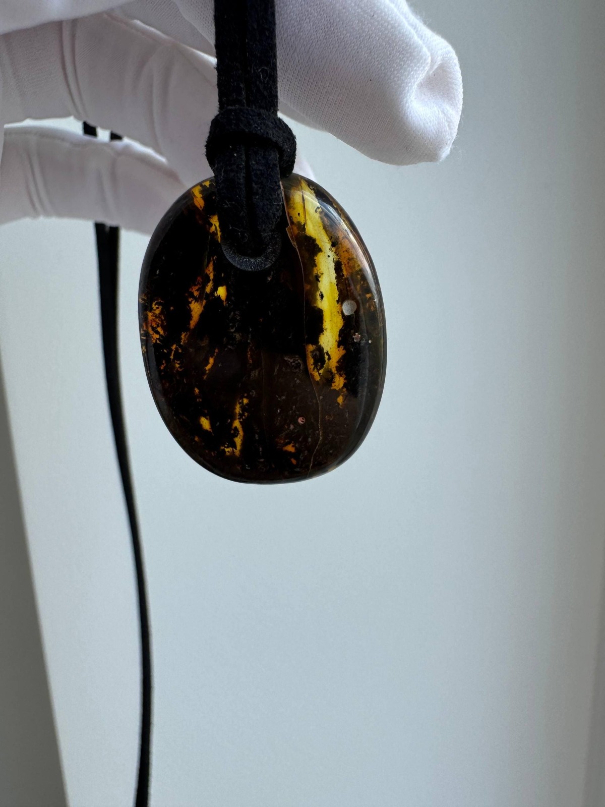 Cognac Baltic Amber Pendant, Small Oval, 5g