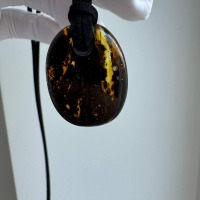 Cognac Baltic Amber Pendant, Small Oval, 5g