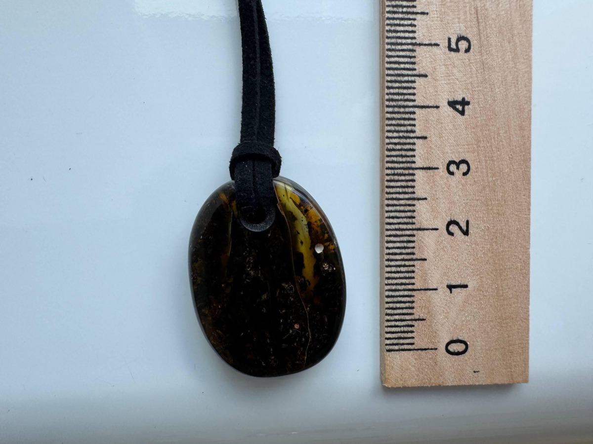 Cognac Baltic Amber Pendant, Small Oval, 5g