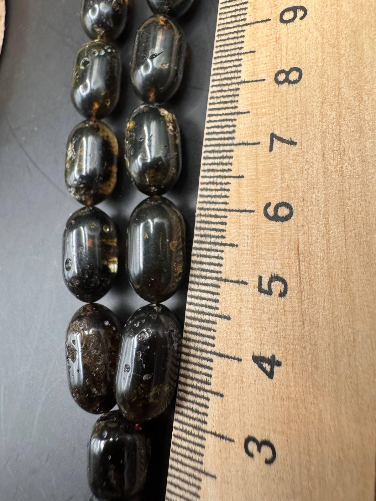 Dark Baltic Amber Misbaha, Polished Oval Prayer Beads