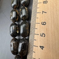 Dark Baltic Amber Misbaha, Polished Oval Prayer Beads