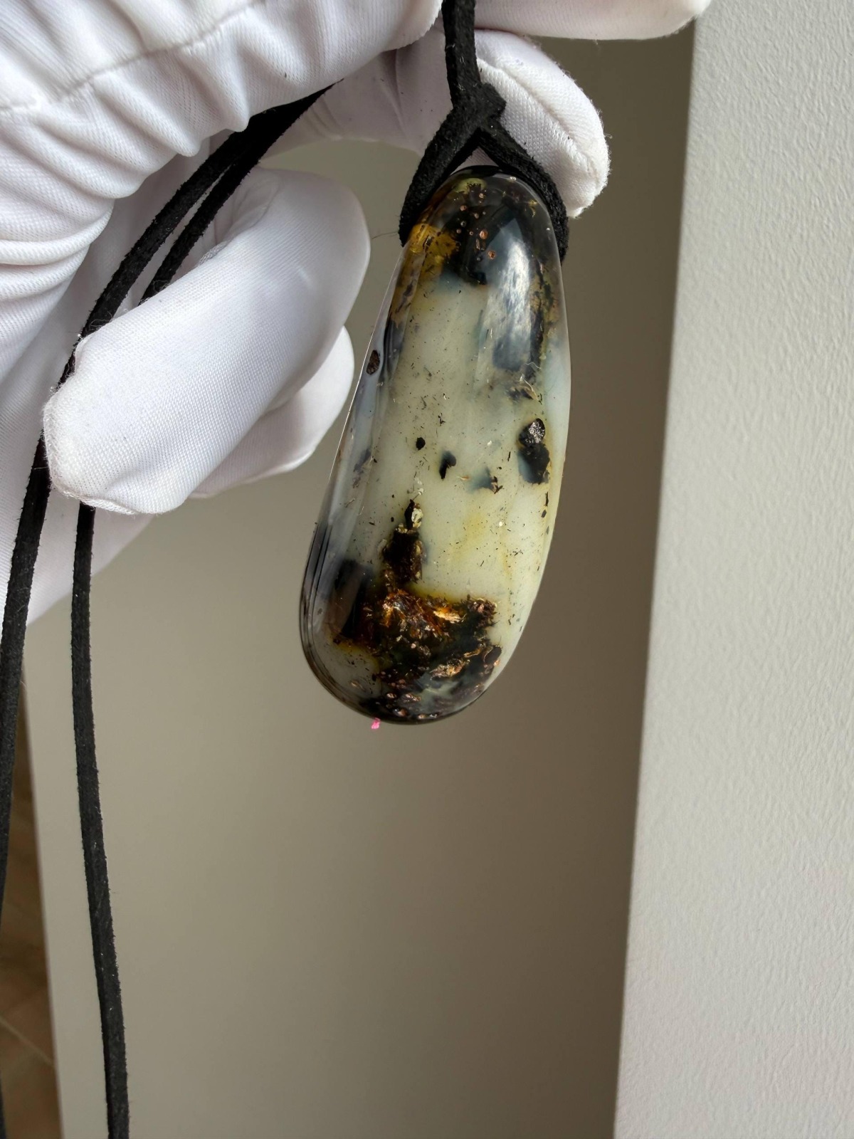 Greenish Honey Baltic Amber Pendant with Inclusions