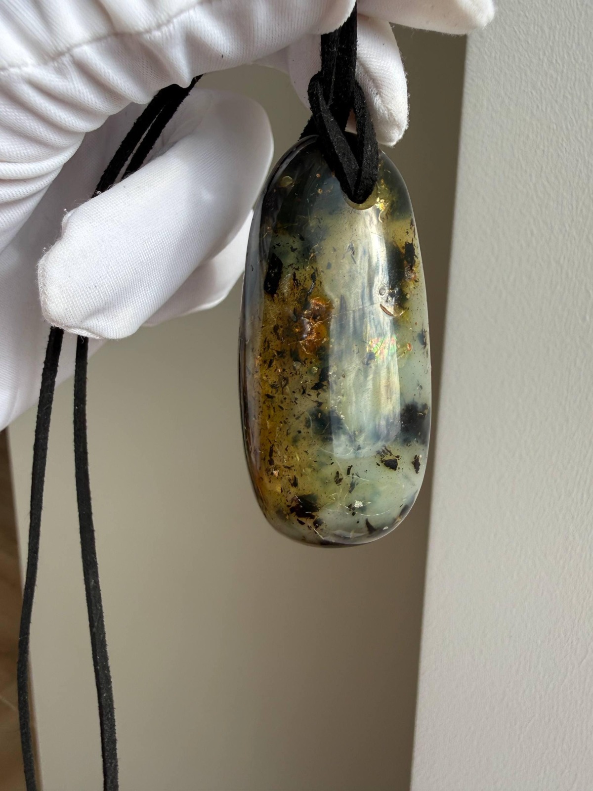 Greenish Honey Baltic Amber Pendant with Inclusions