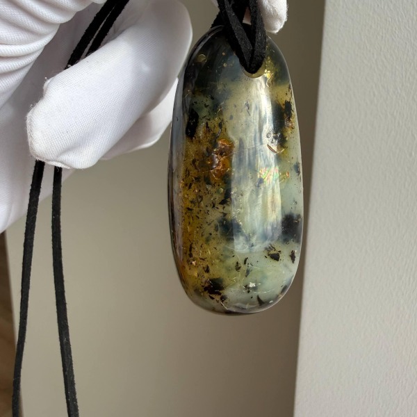 Greenish Honey Baltic Amber Pendant with Inclusions