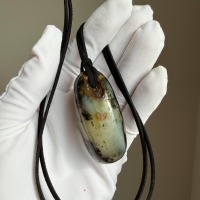 Greenish Honey Baltic Amber Pendant with Inclusions