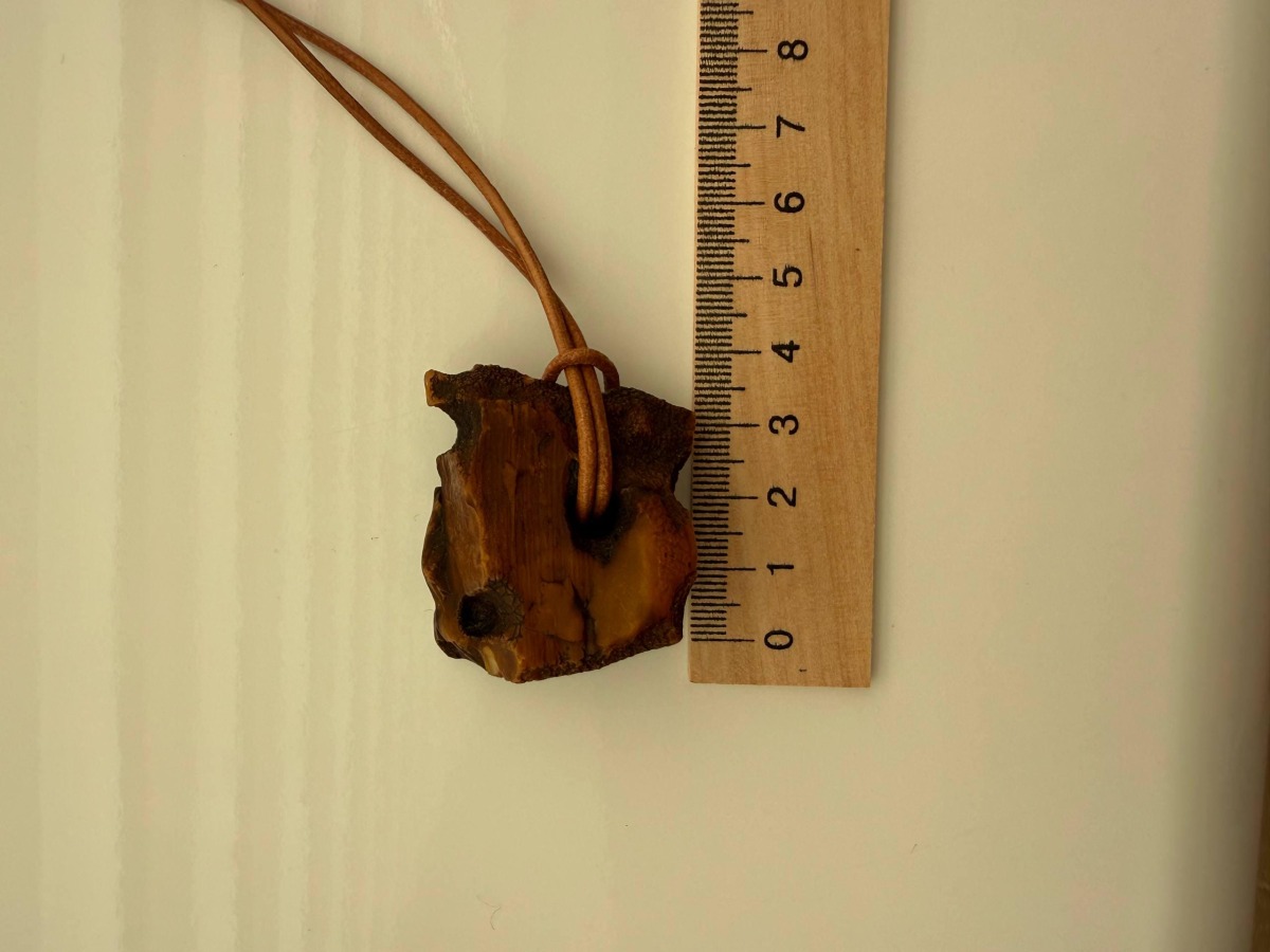 Raw Untreated Baltic Amber Pendant, Natural Hole, 18g