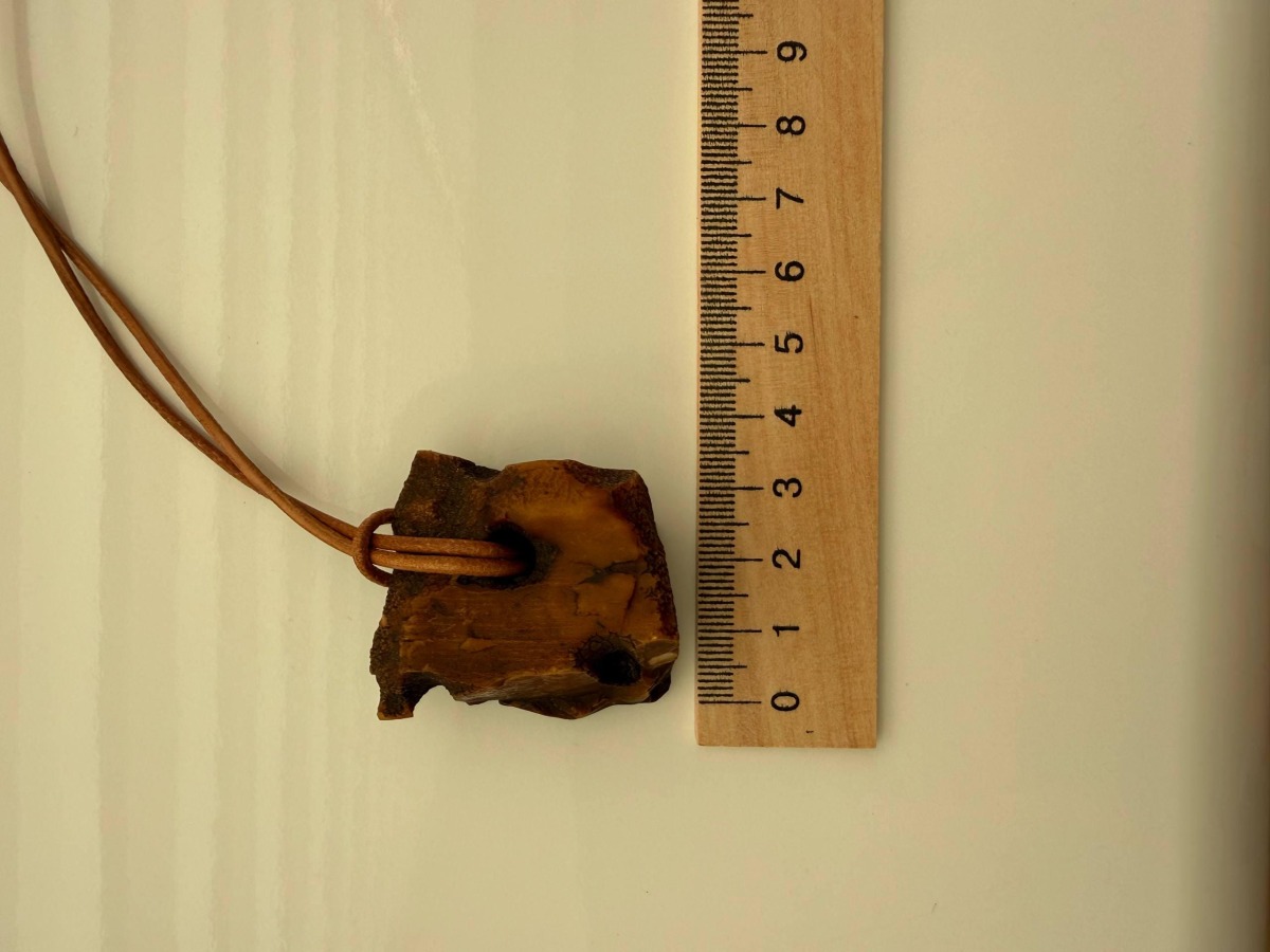 Raw Untreated Baltic Amber Pendant, Natural Hole, 18g