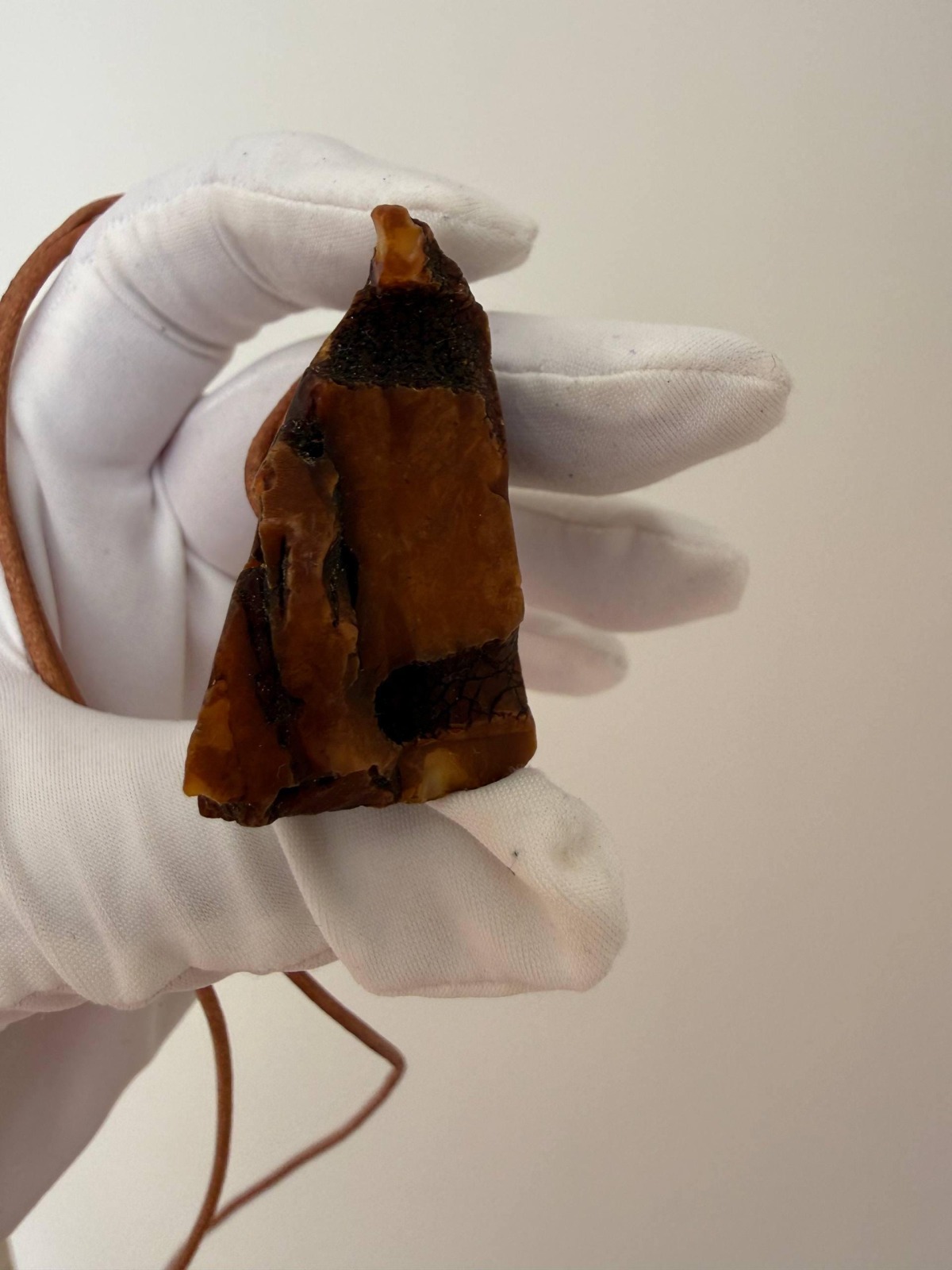 Raw Untreated Baltic Amber Pendant, Natural Hole, 18g
