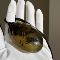 Large Green Baltic Amber Pendant, Olive and Honey, 43g