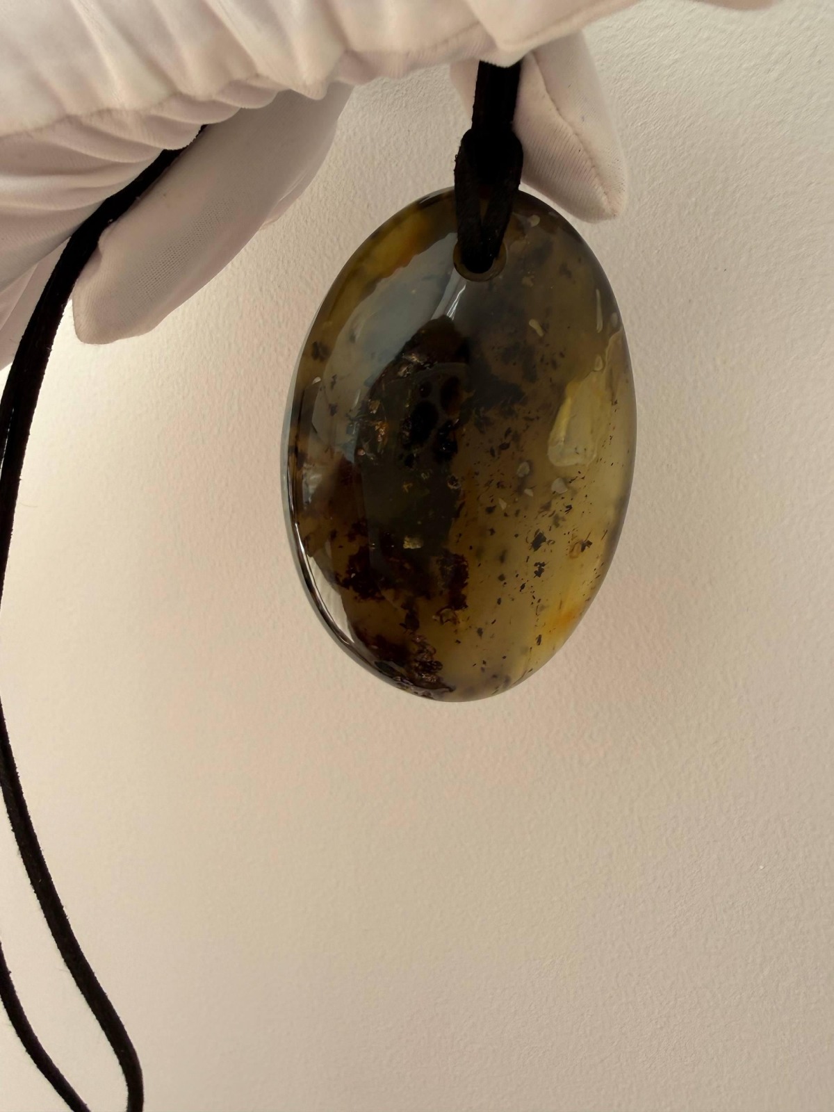Large Green Baltic Amber Pendant, Olive and Honey, 43g
