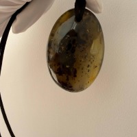 Large Green Baltic Amber Pendant, Olive and Honey, 43g