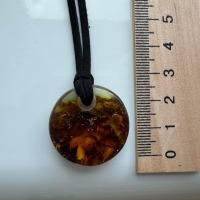 Baltic Amber Donut Pendant, Honey Cognac Circle, 5g