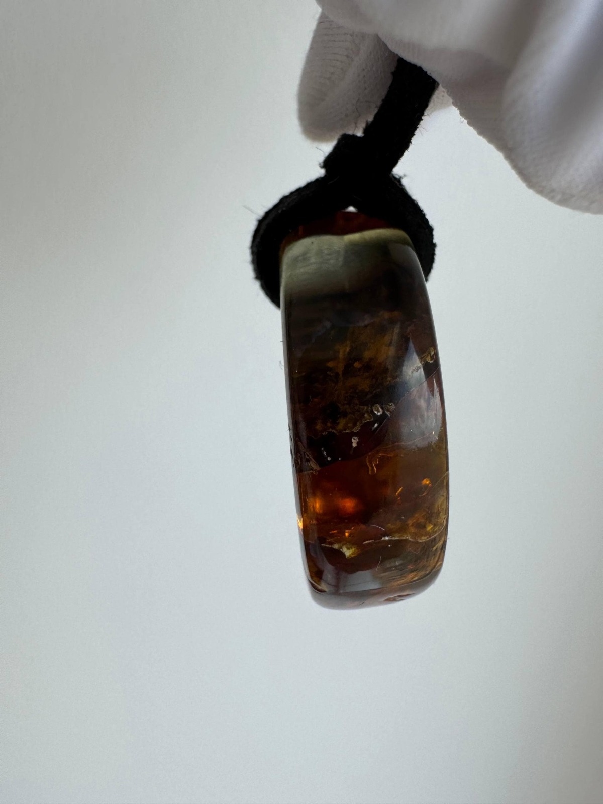 Baltic Amber Donut Pendant, Honey Cognac Circle, 5g
