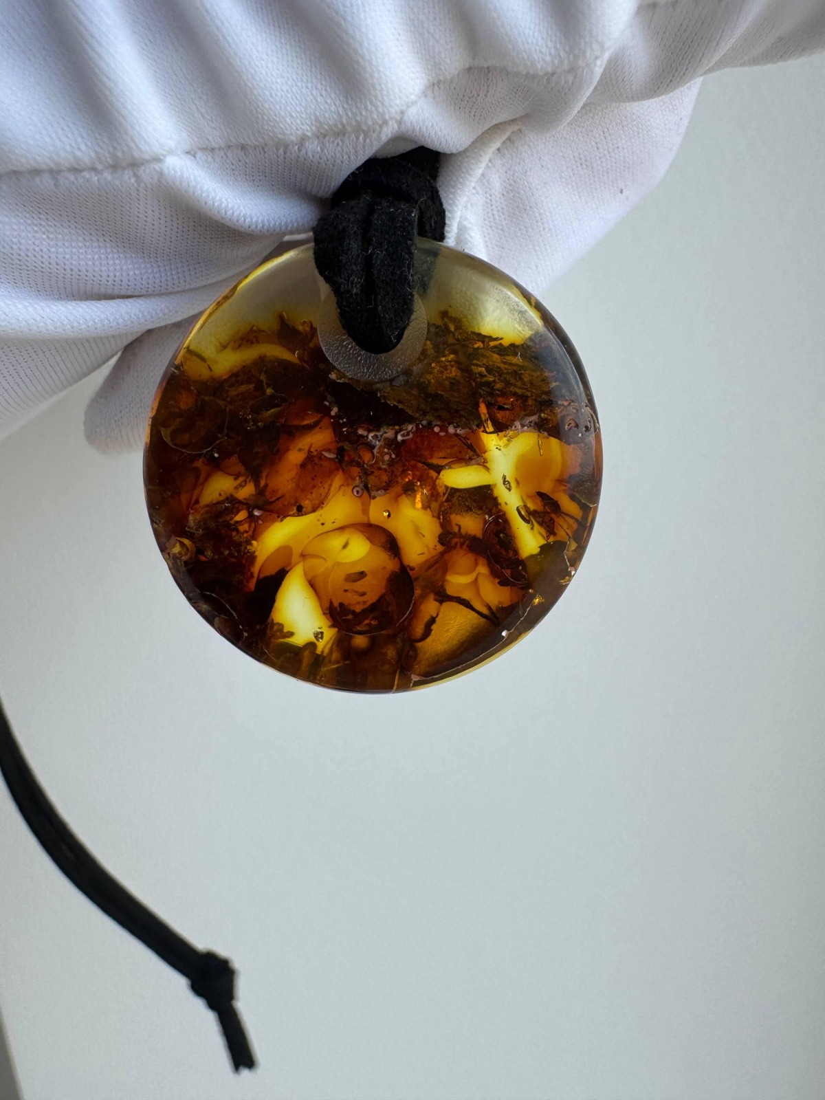 Baltic Amber Donut Pendant, Honey Cognac Circle, 5g