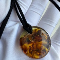 Baltic Amber Donut Pendant, Honey Cognac Circle, 5g