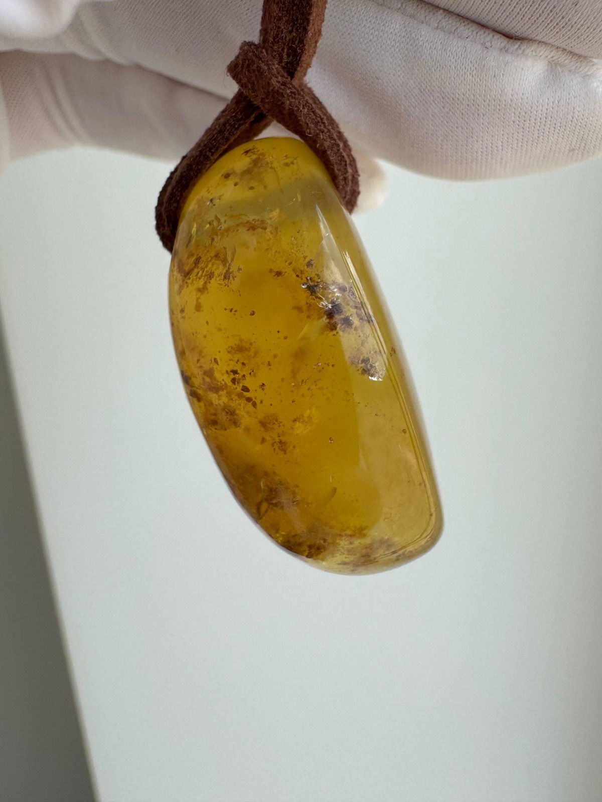 Oval Honey Baltic Amber Pendant with Natural Inclusions