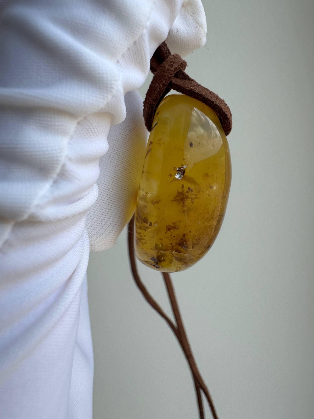 Oval Honey Baltic Amber Pendant with Natural Inclusions