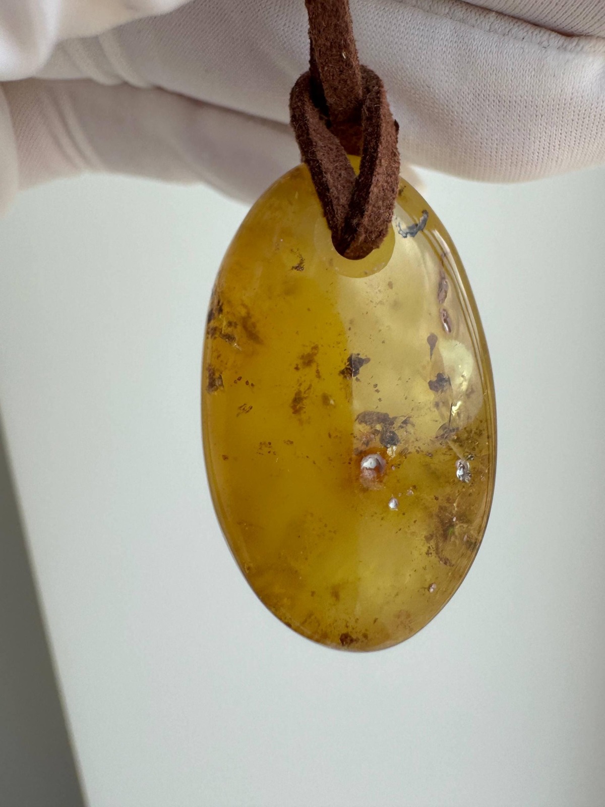 Oval Honey Baltic Amber Pendant with Natural Inclusions