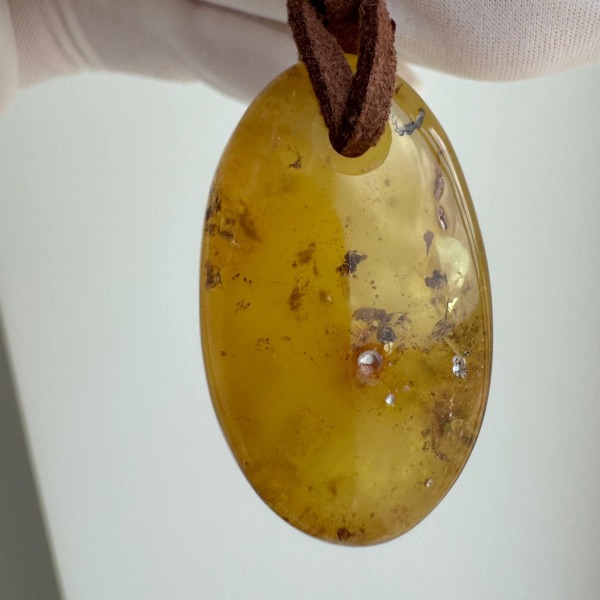 Oval Honey Baltic Amber Pendant with Natural Inclusions