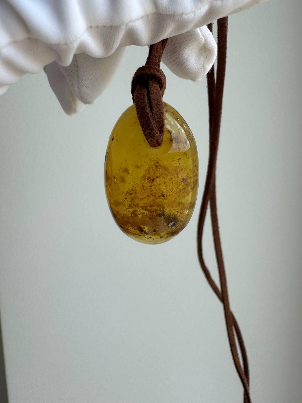 Oval Honey Baltic Amber Pendant with Natural Inclusions