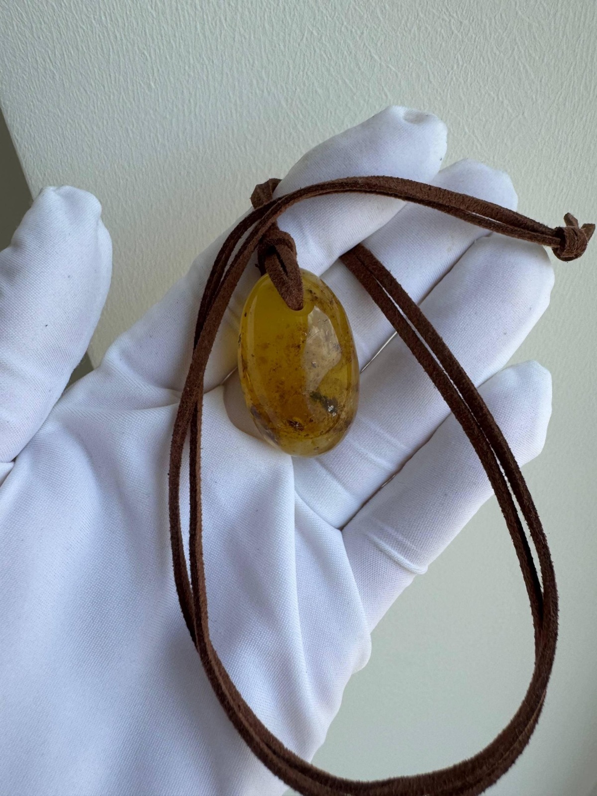 Oval Honey Baltic Amber Pendant with Natural Inclusions