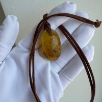 Oval Honey Baltic Amber Pendant with Natural Inclusions